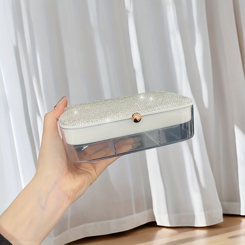 Luxury Rhinestone-Encrusted Retro Jewelry Box with Multi-Layer Organizer